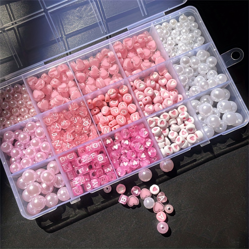 Jewelry Making Organizer Box - Boîte d'alphabet rose de 10 pièces,